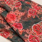Deep Floral Embellished Saree
