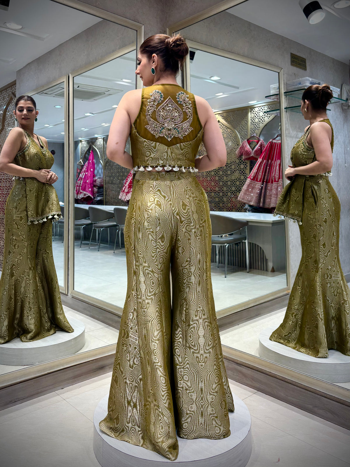 Olive Gold Sharara Set