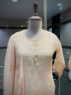 Pastel Peach Floral Cutwork Kurta Set