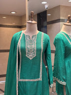 Emerald Green Silk Farshi Suit Set