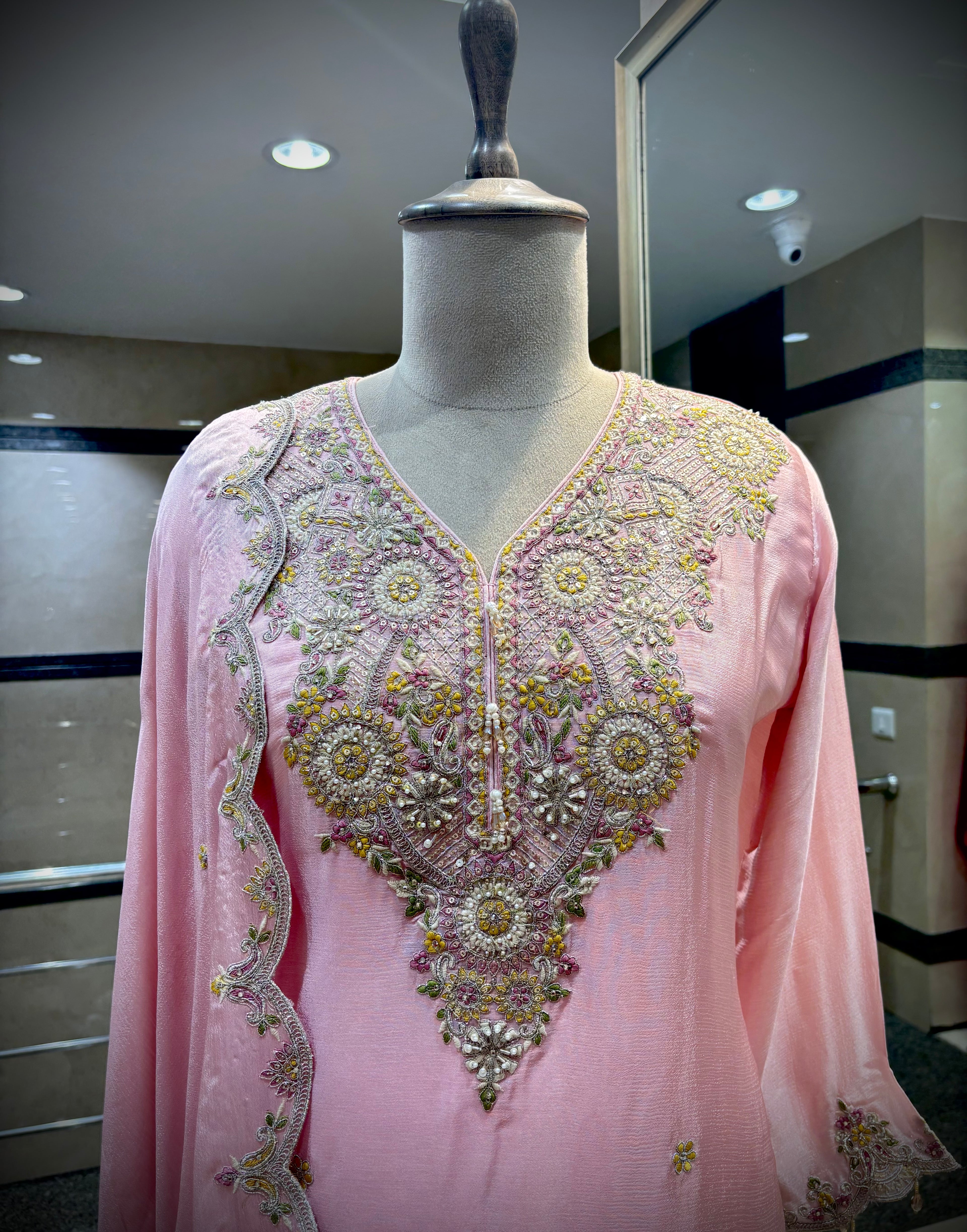 Pastel Pink Embellished Sharara Set