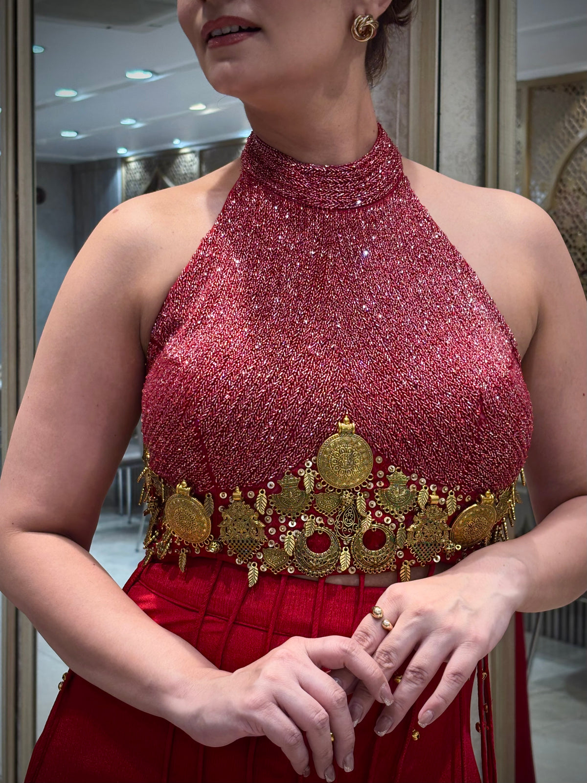 Ruby Red Sharara Set