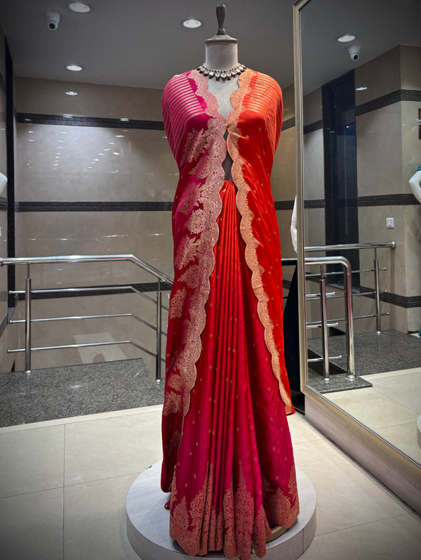 Ombré Saree Scalloped Zari Borders