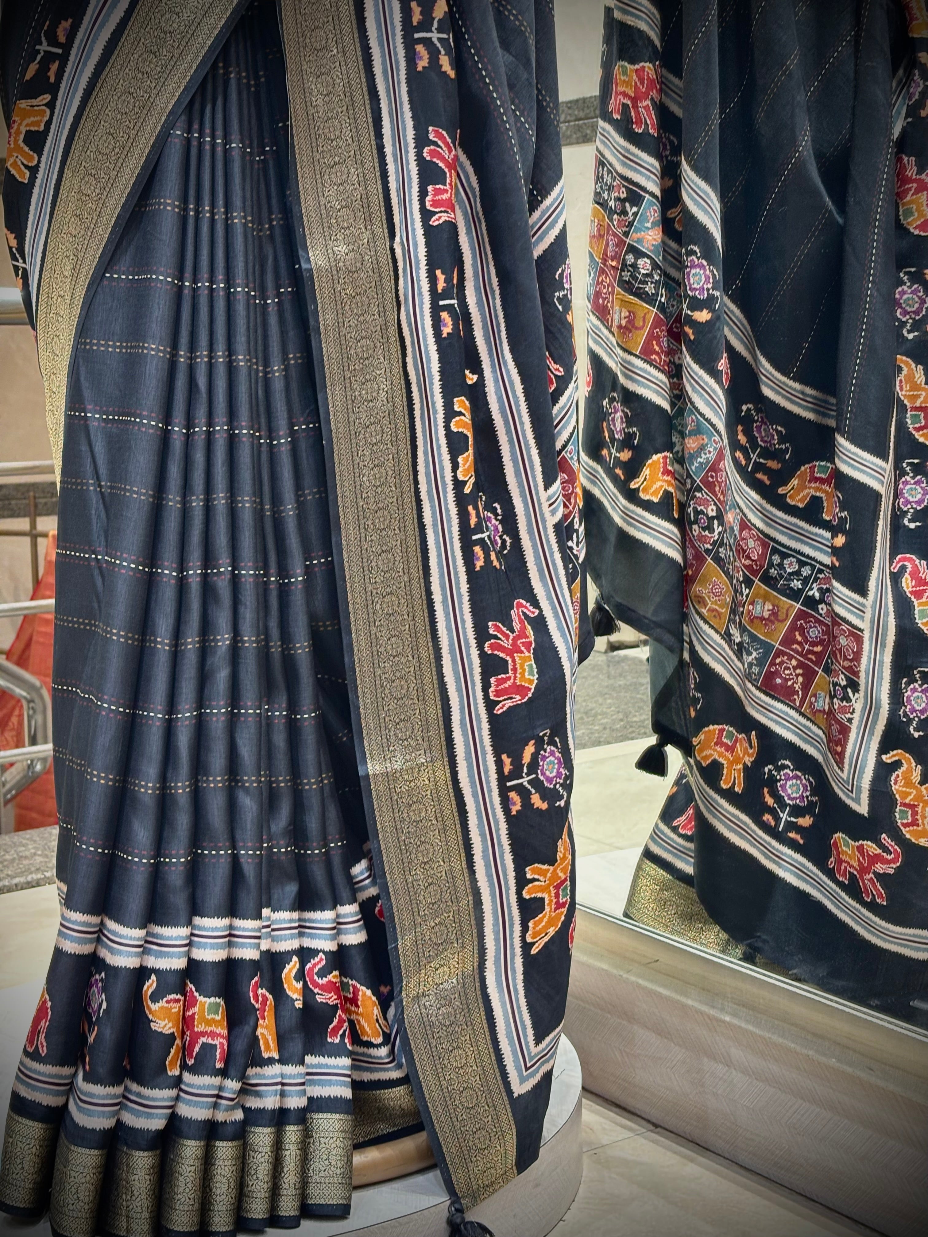 Heritage Elegance: Black Patola Saree