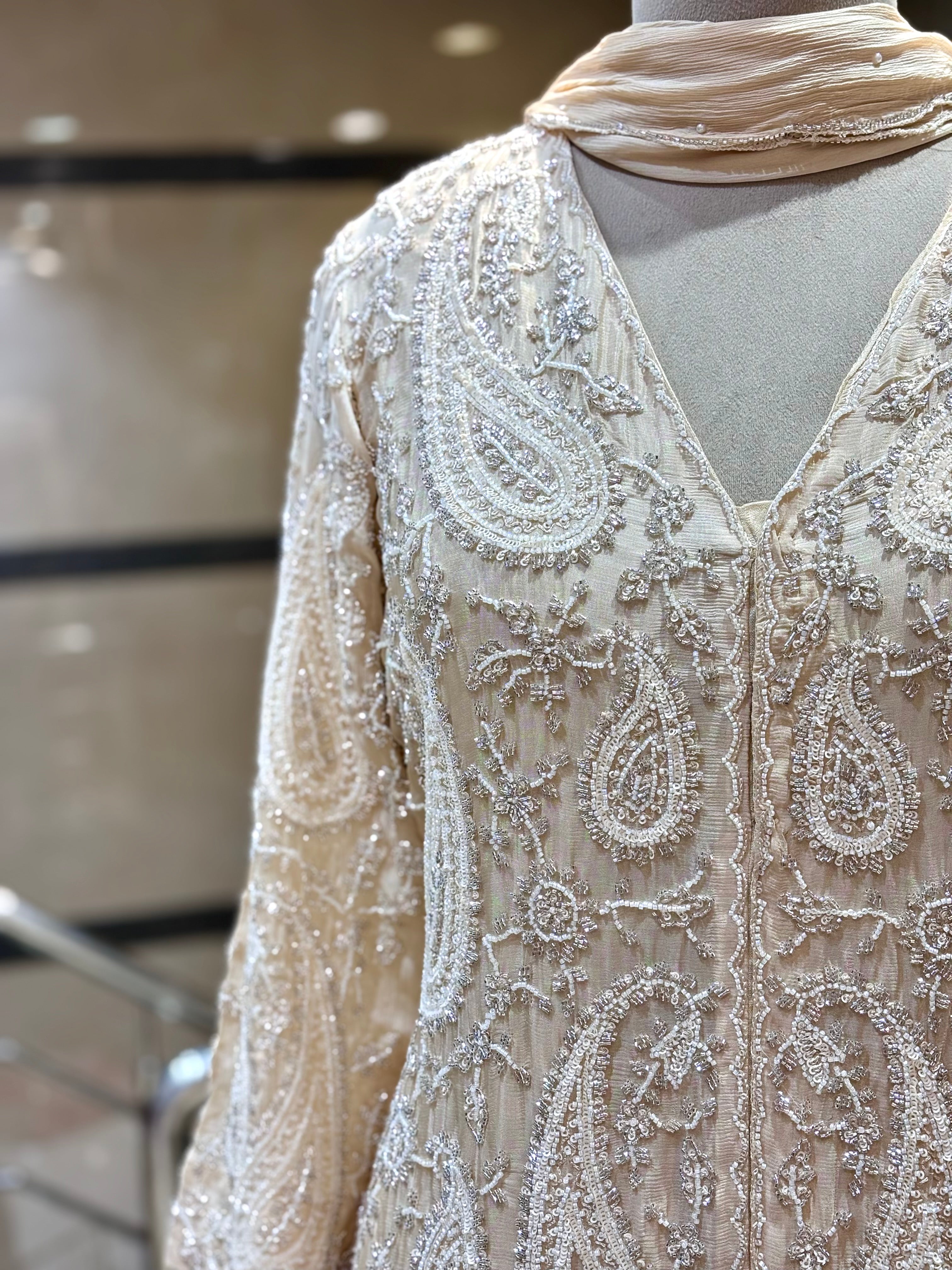 Ivory Embellished Sharara Set