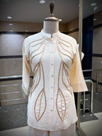 Ivory Co-ord Set with Artisanal Thread