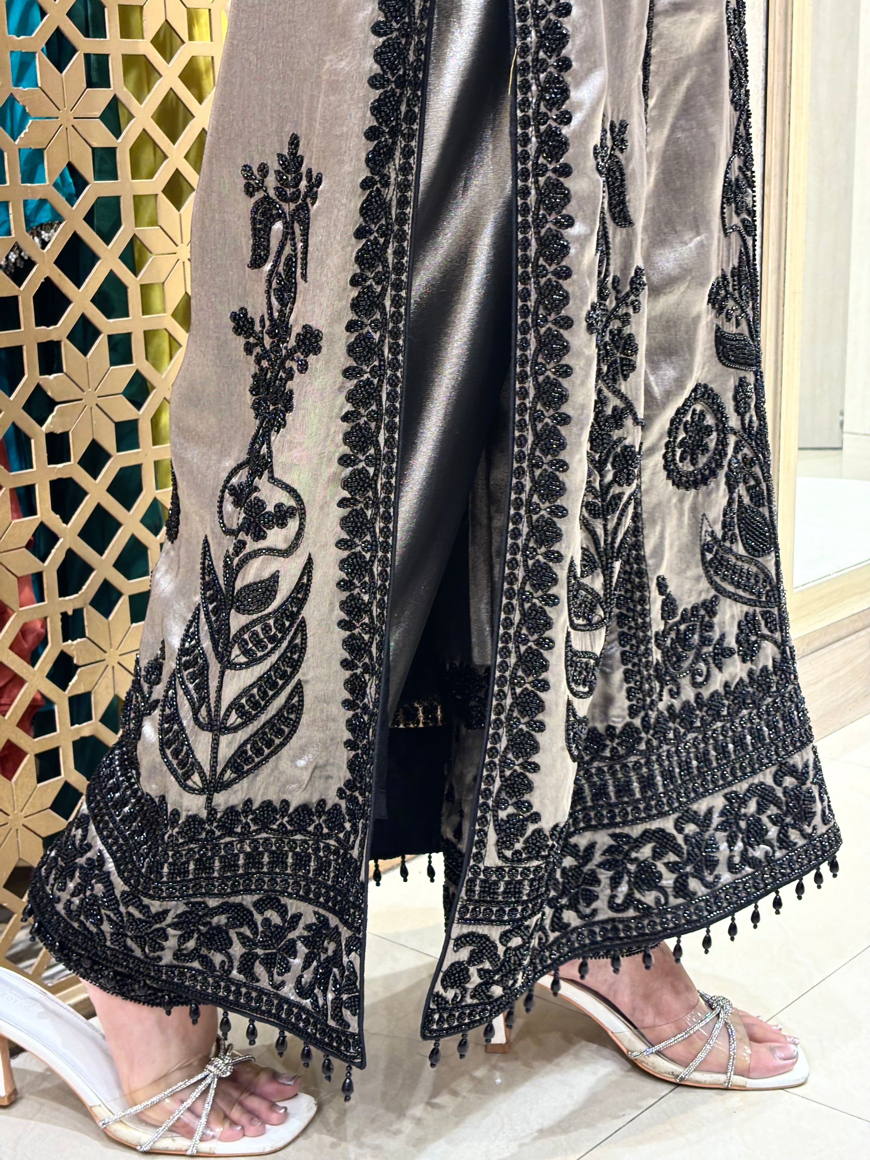 Black  Tissue Silk Pakistani Suit Set