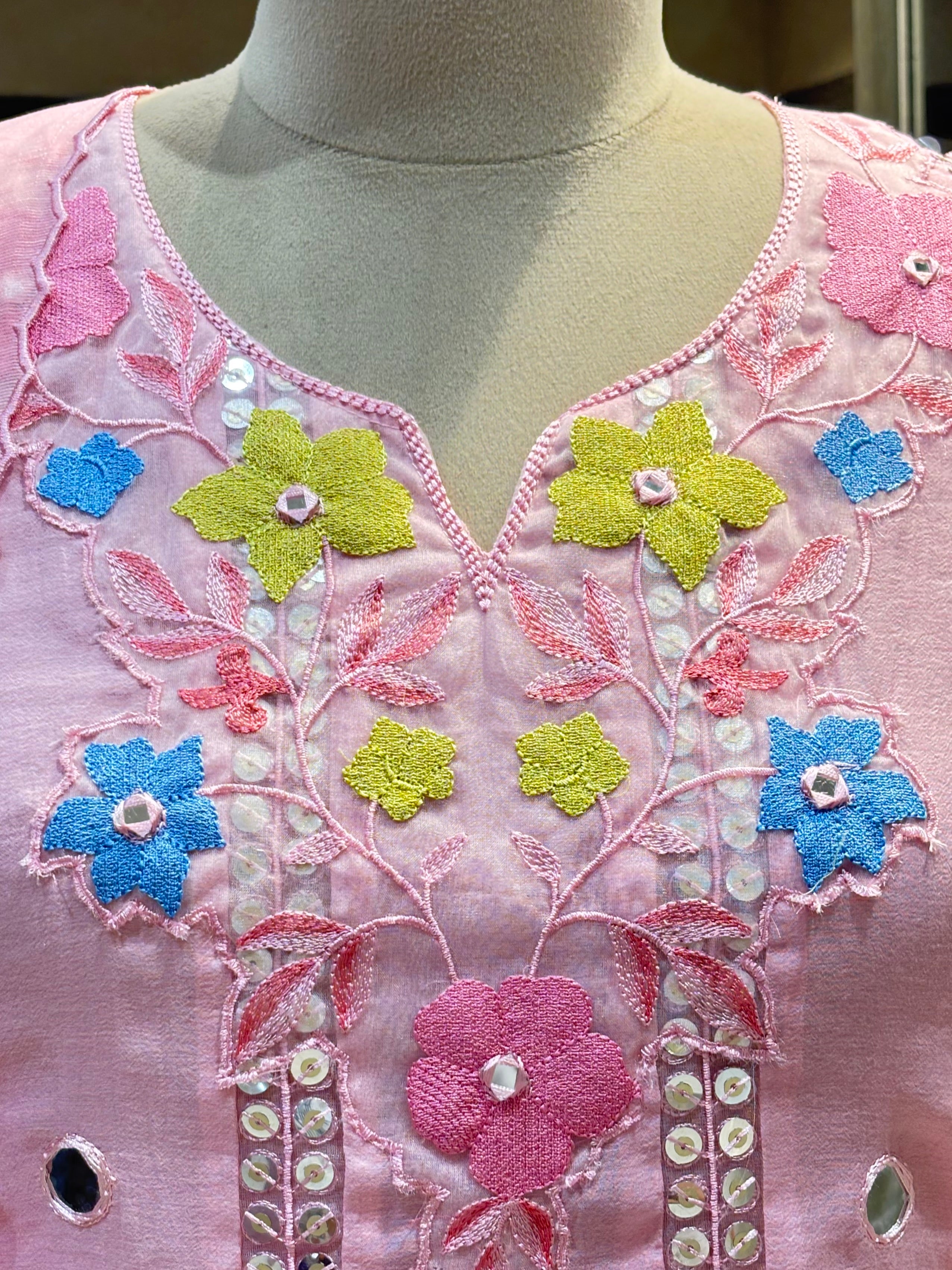 Pastel Pink Floral Sharara Set