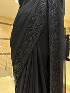 Midnight Elegance Black Saree in Premium Georgette