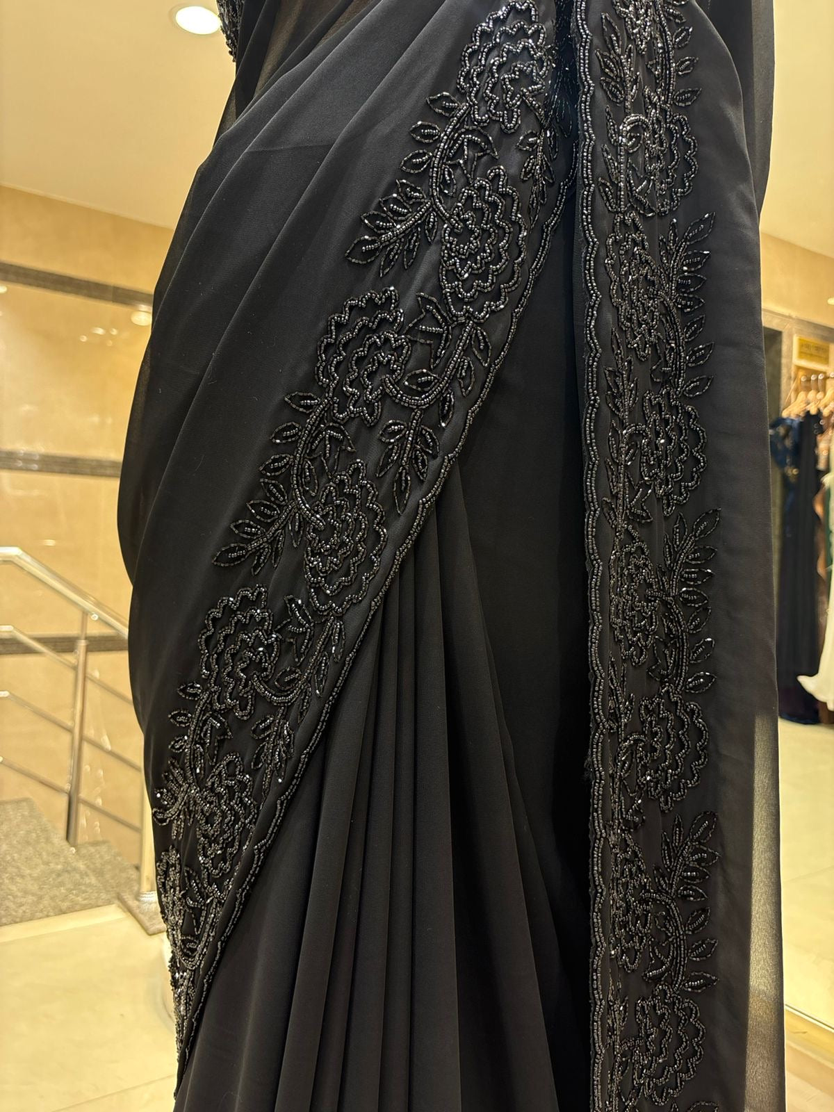 Midnight Elegance Black Saree in Premium Georgette