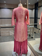 Roses pink High Low Kurta Set