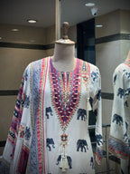 Regal Elephant Print Kurta Set