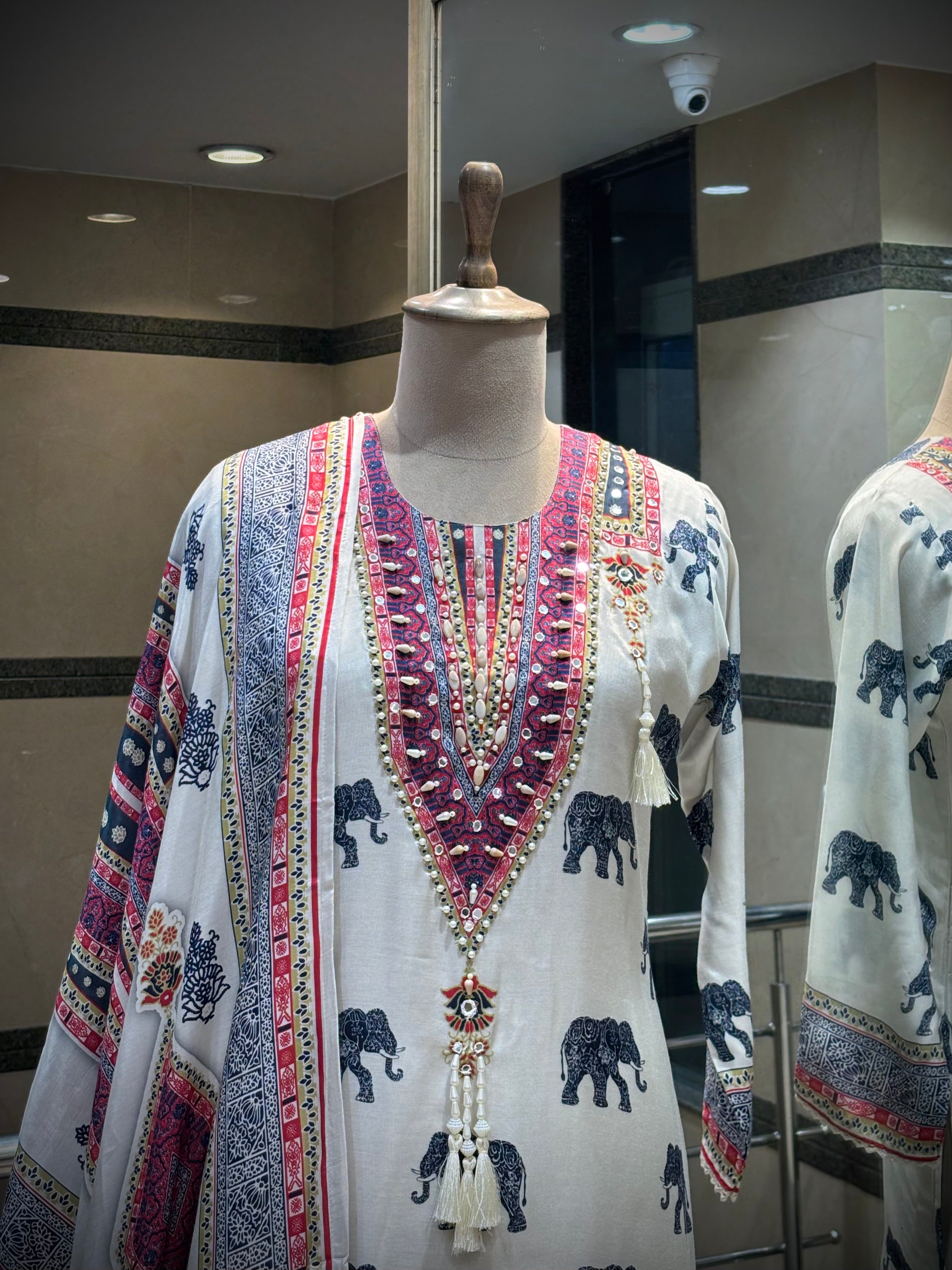 Regal Elephant Print Kurta Set
