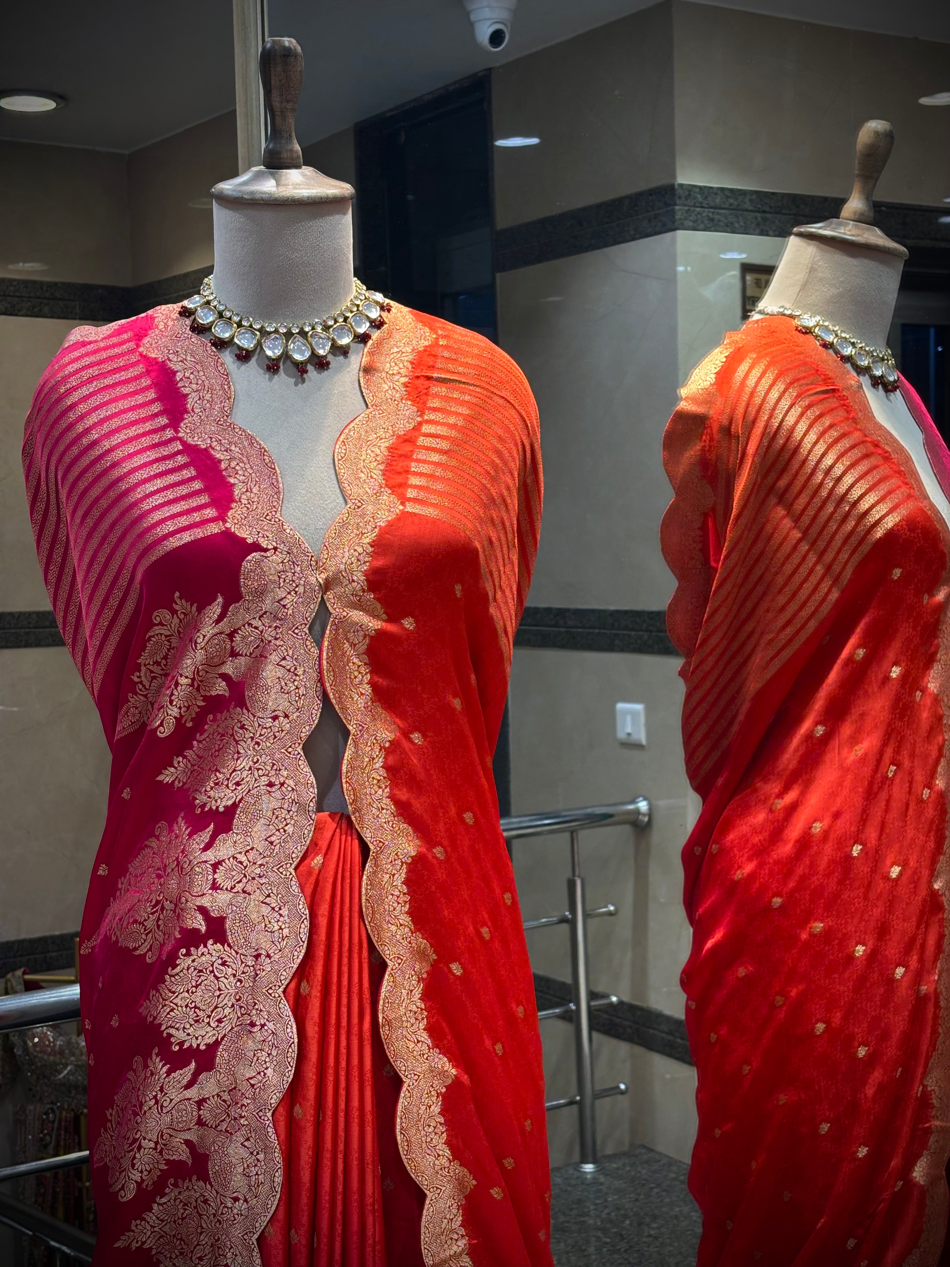 Ombré Saree Scalloped Zari Borders