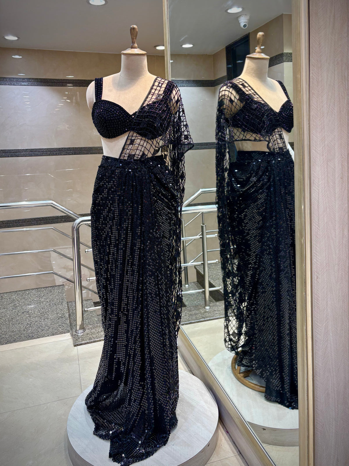 Midnight Sequin Saree