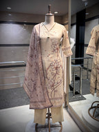 Muted beige Lotus Sketch Kurta Set