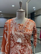 Rust Paisley Printed Kurta Set