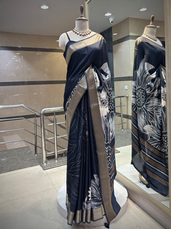 The Midnight Flora Saree