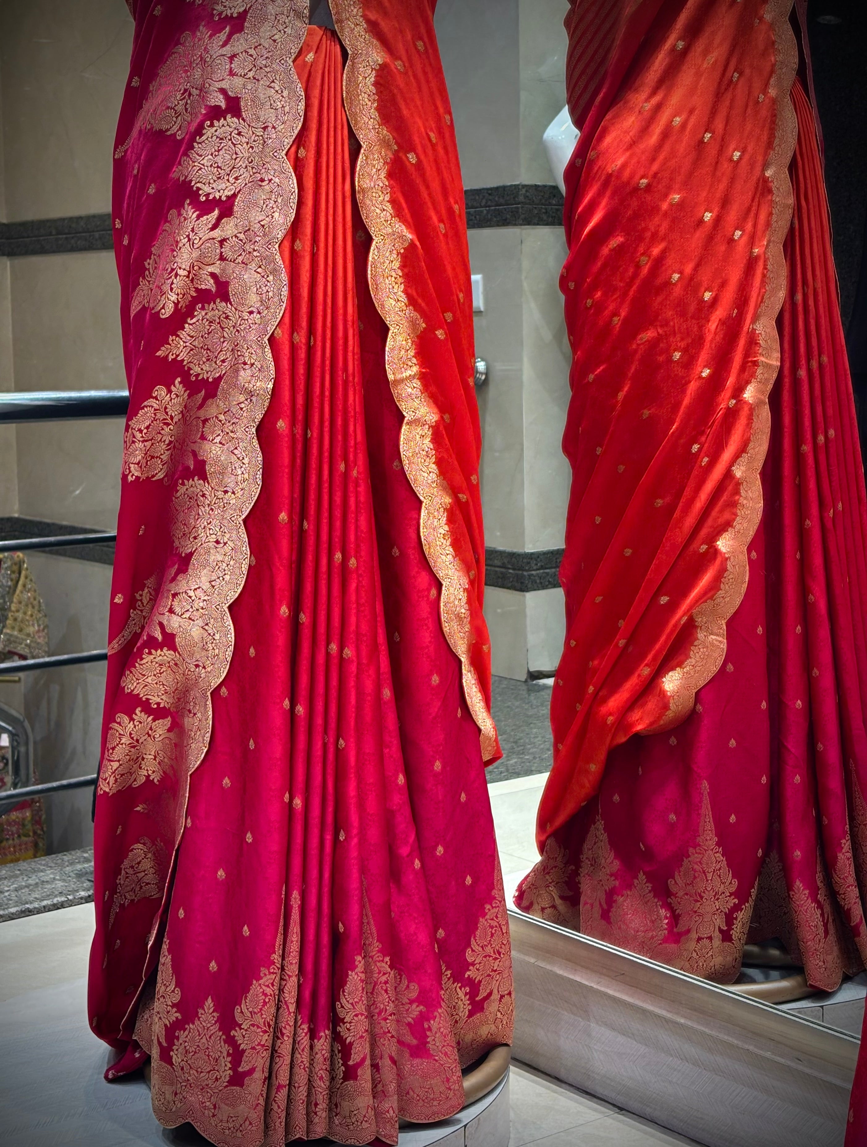 Ombré Saree Scalloped Zari Borders