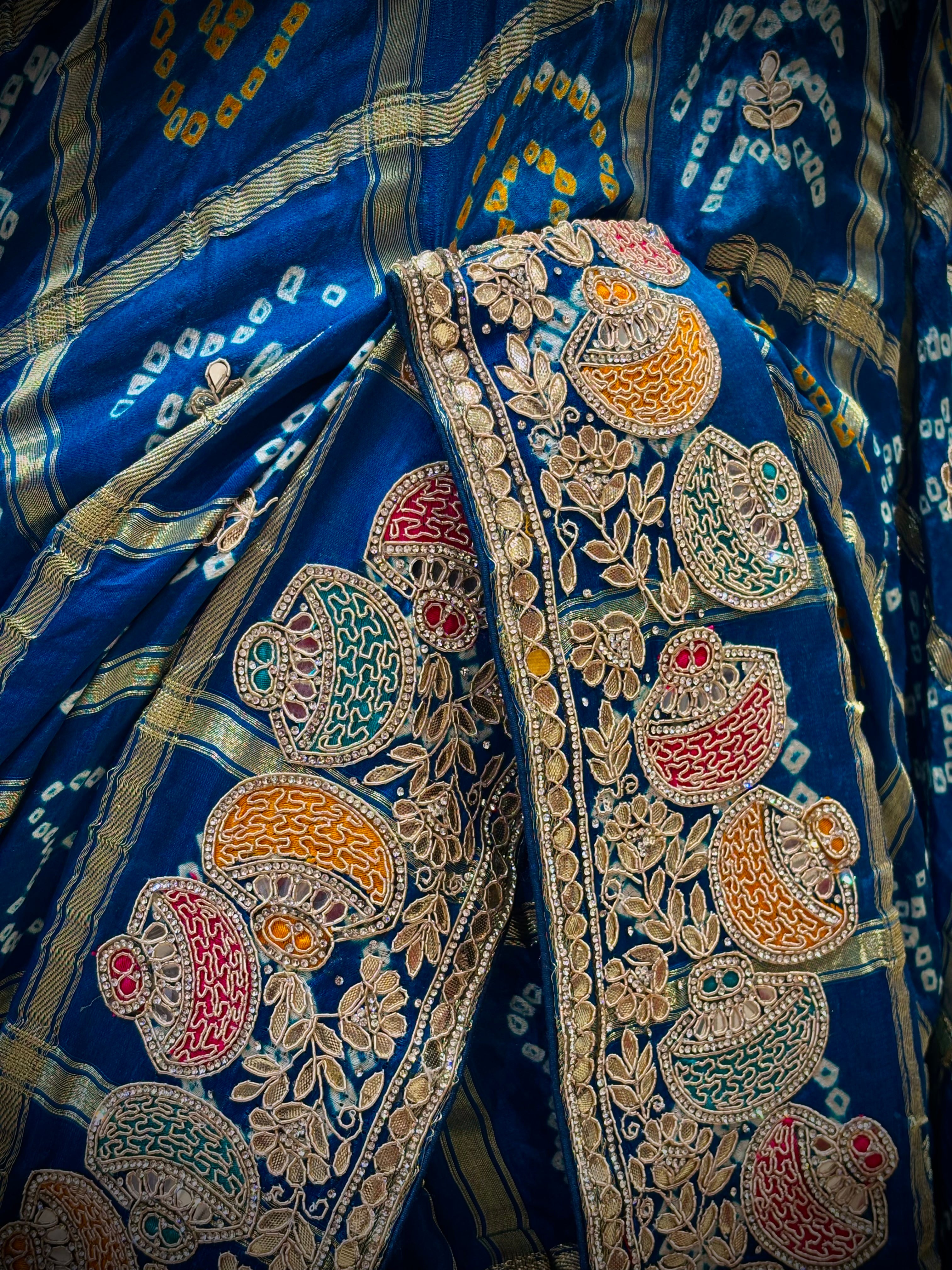 Royal Teal Silk Bandhani Saree