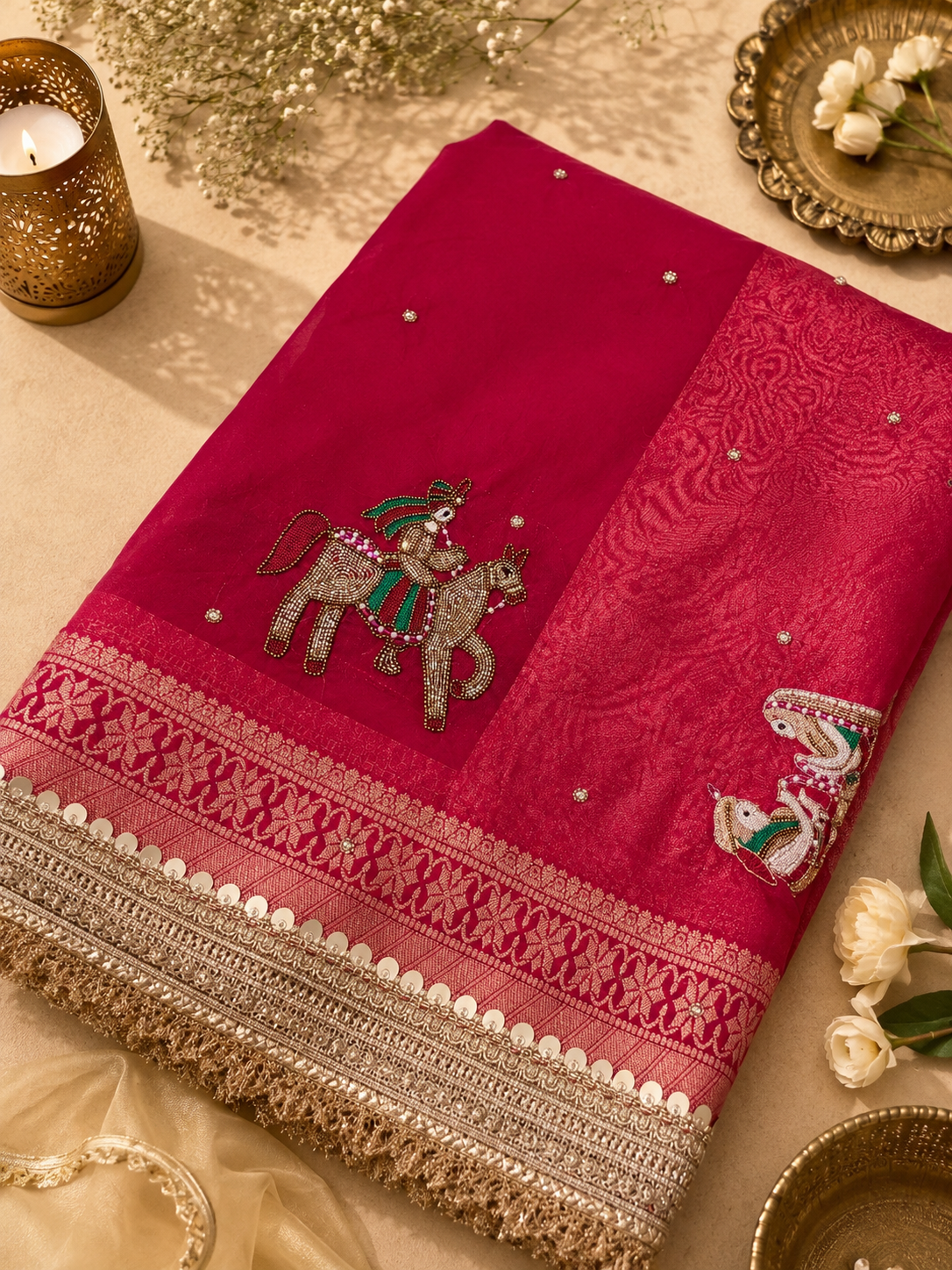 Pink Doli & Dhol Embellished Saree
