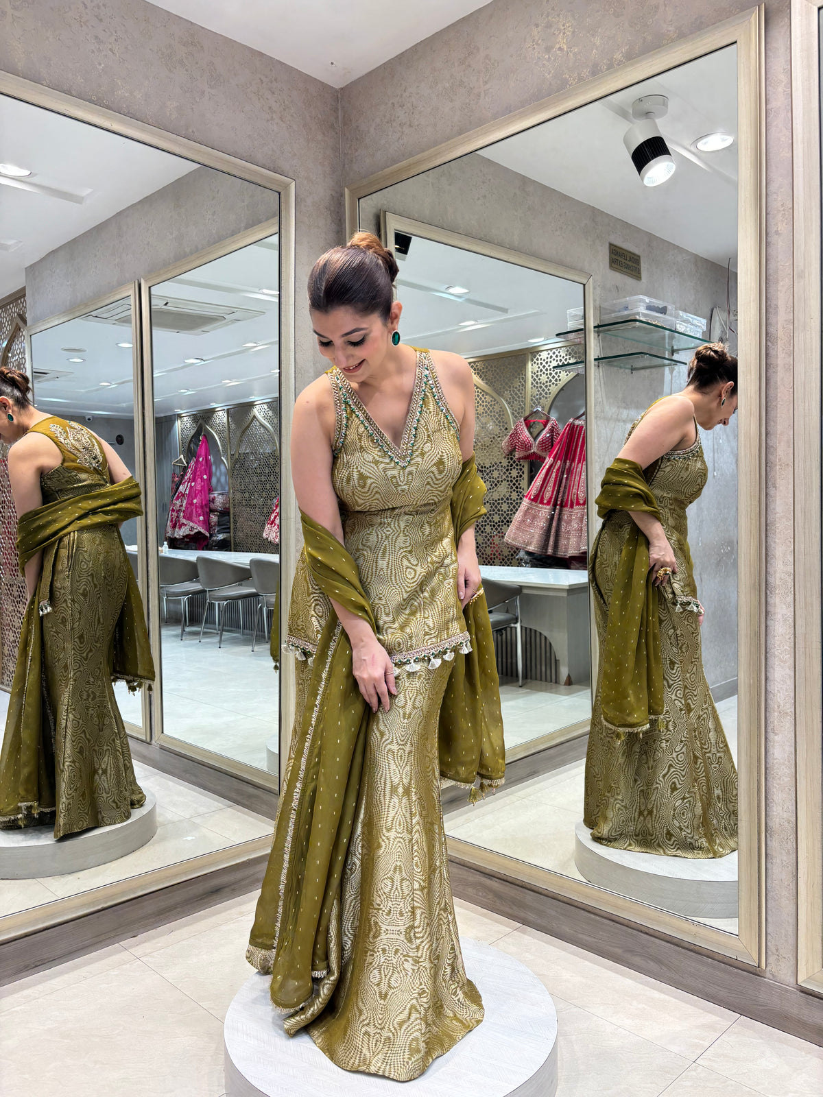Olive Gold Sharara Set