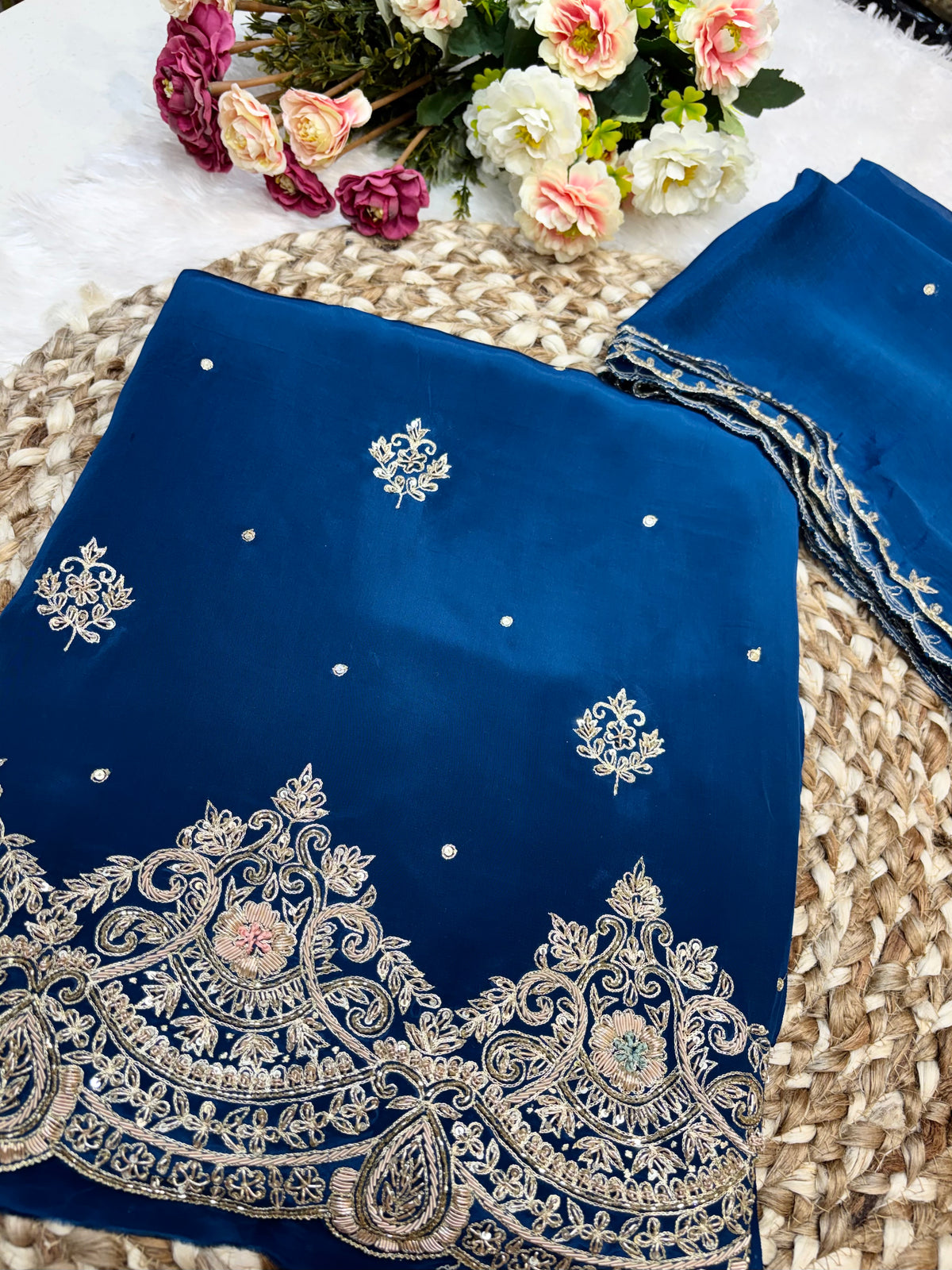 Royal Blue Dori Unstitched Suit Set