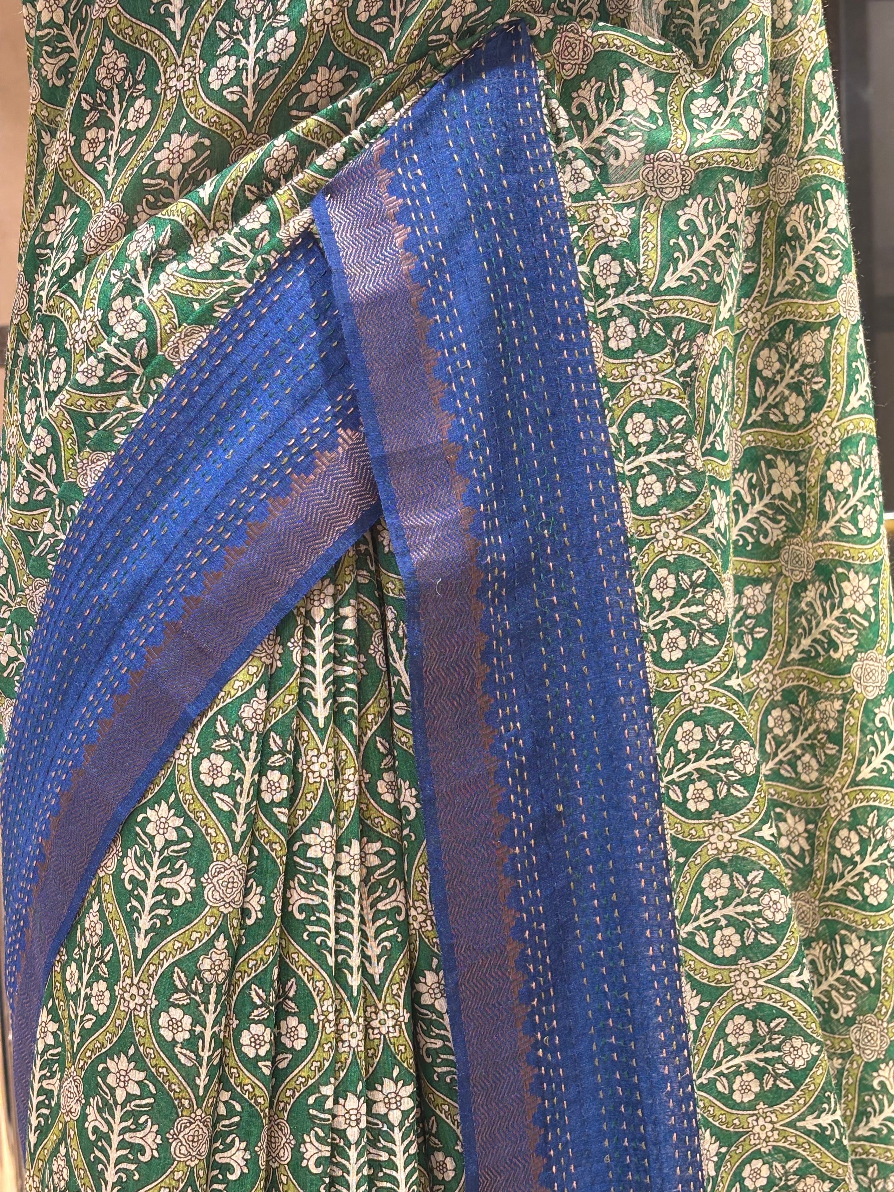 Hand-Printed Silk Saree