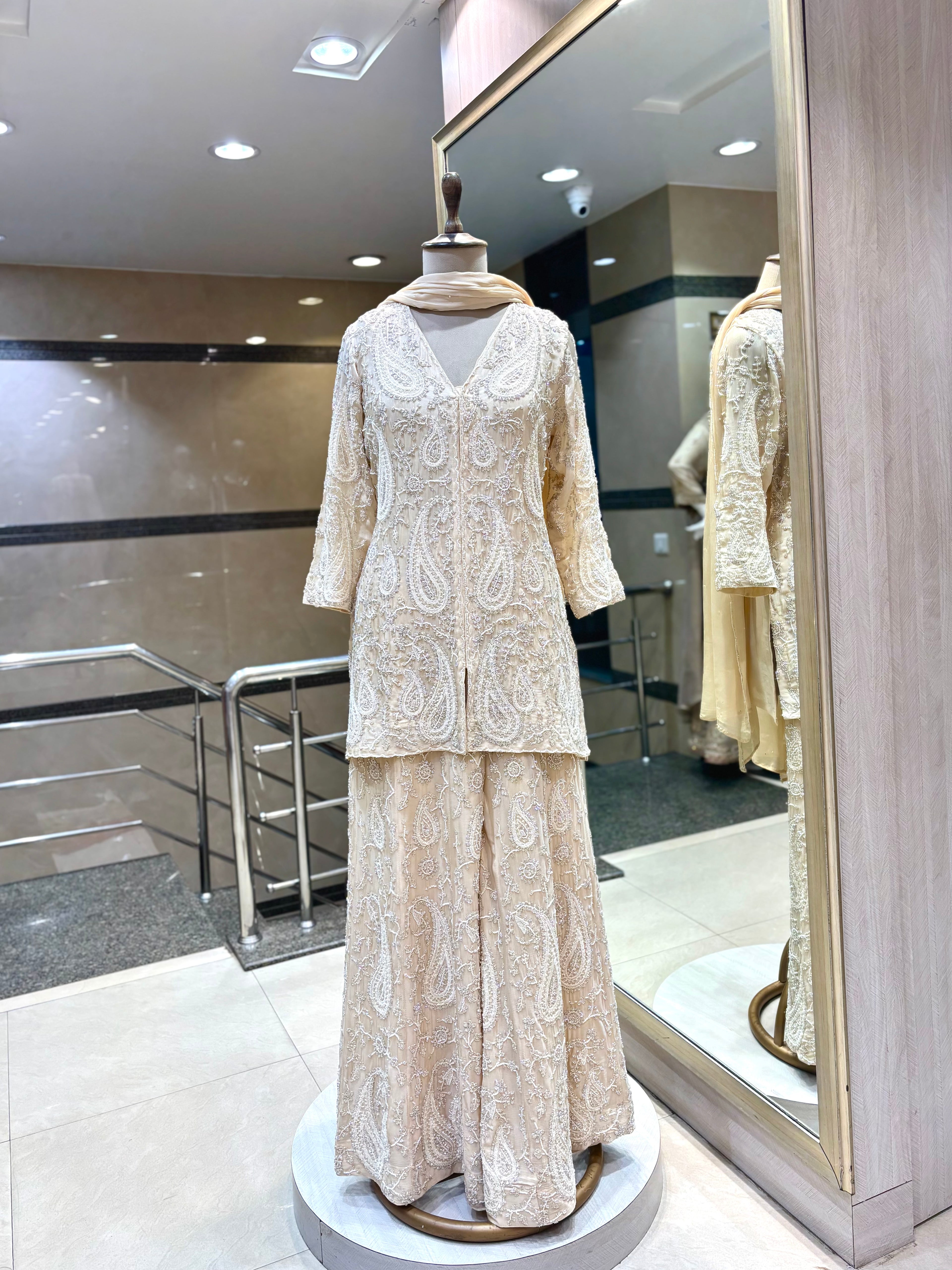 Ivory Embellished Sharara Set