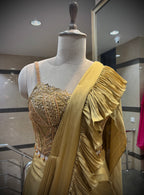 Antique Gold Ruffled Concept Saree Set (Copy)