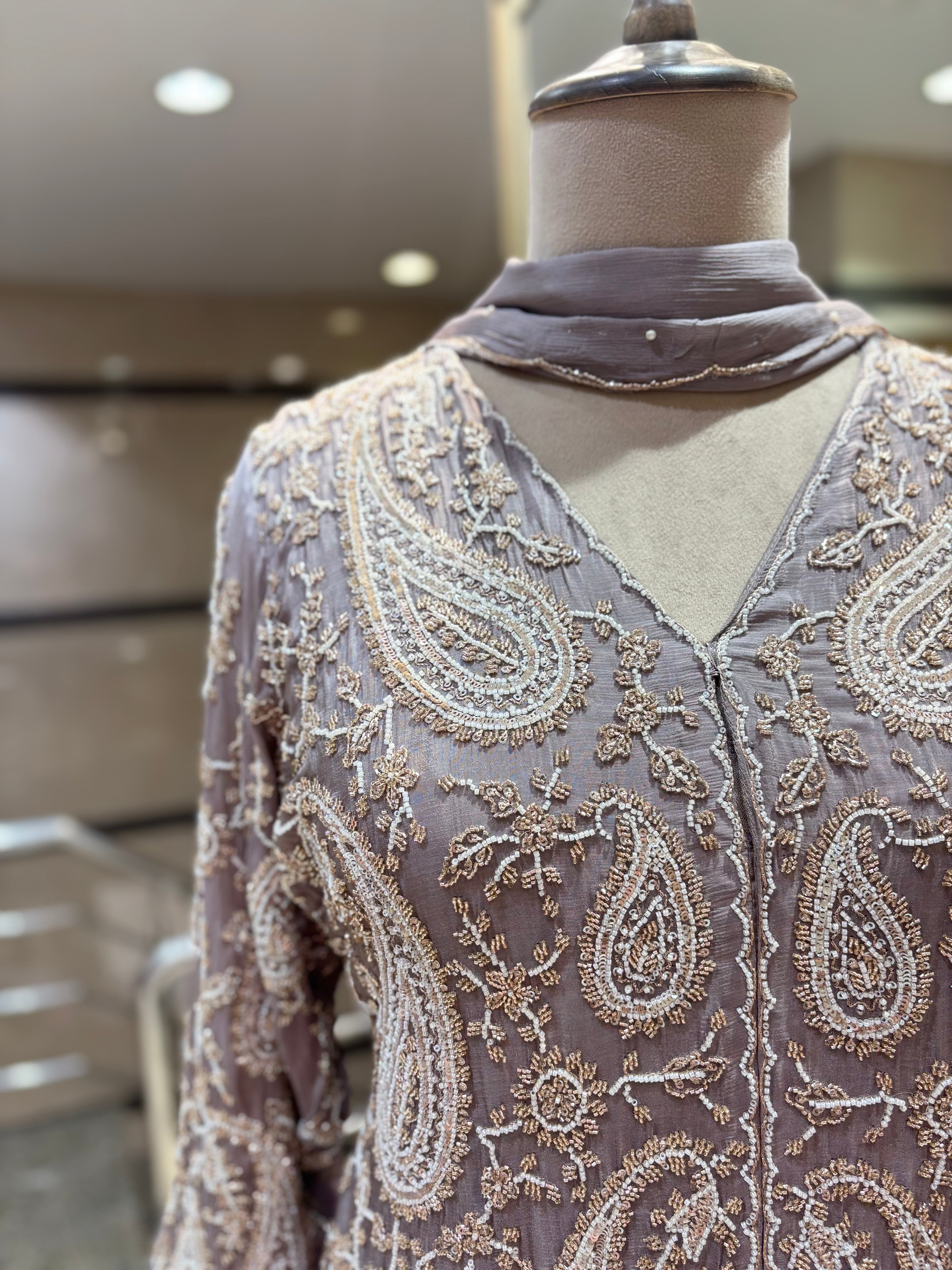 Grey Embellished Sharara Set