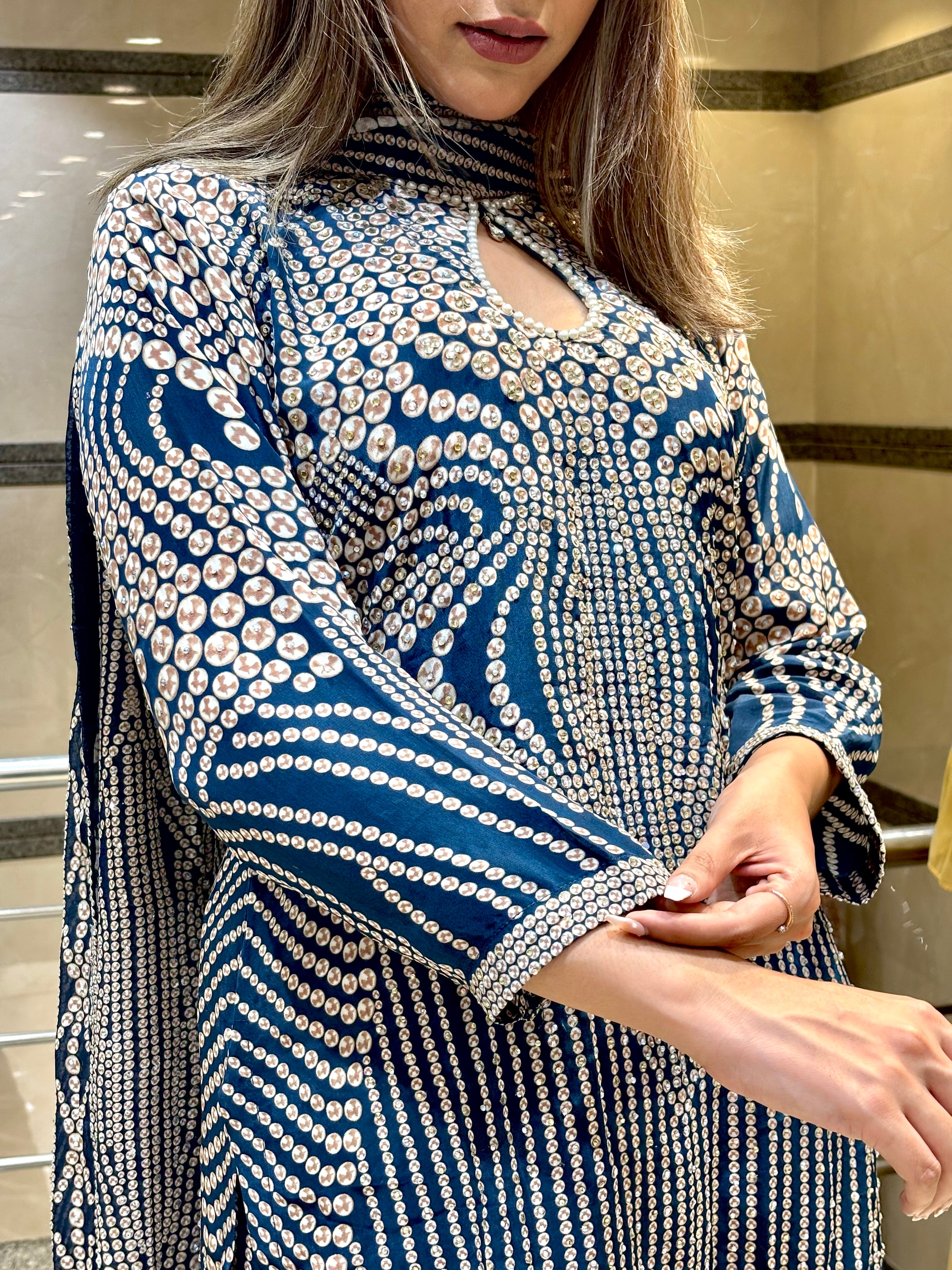 Celestial Indigo Embellished Sharara Set