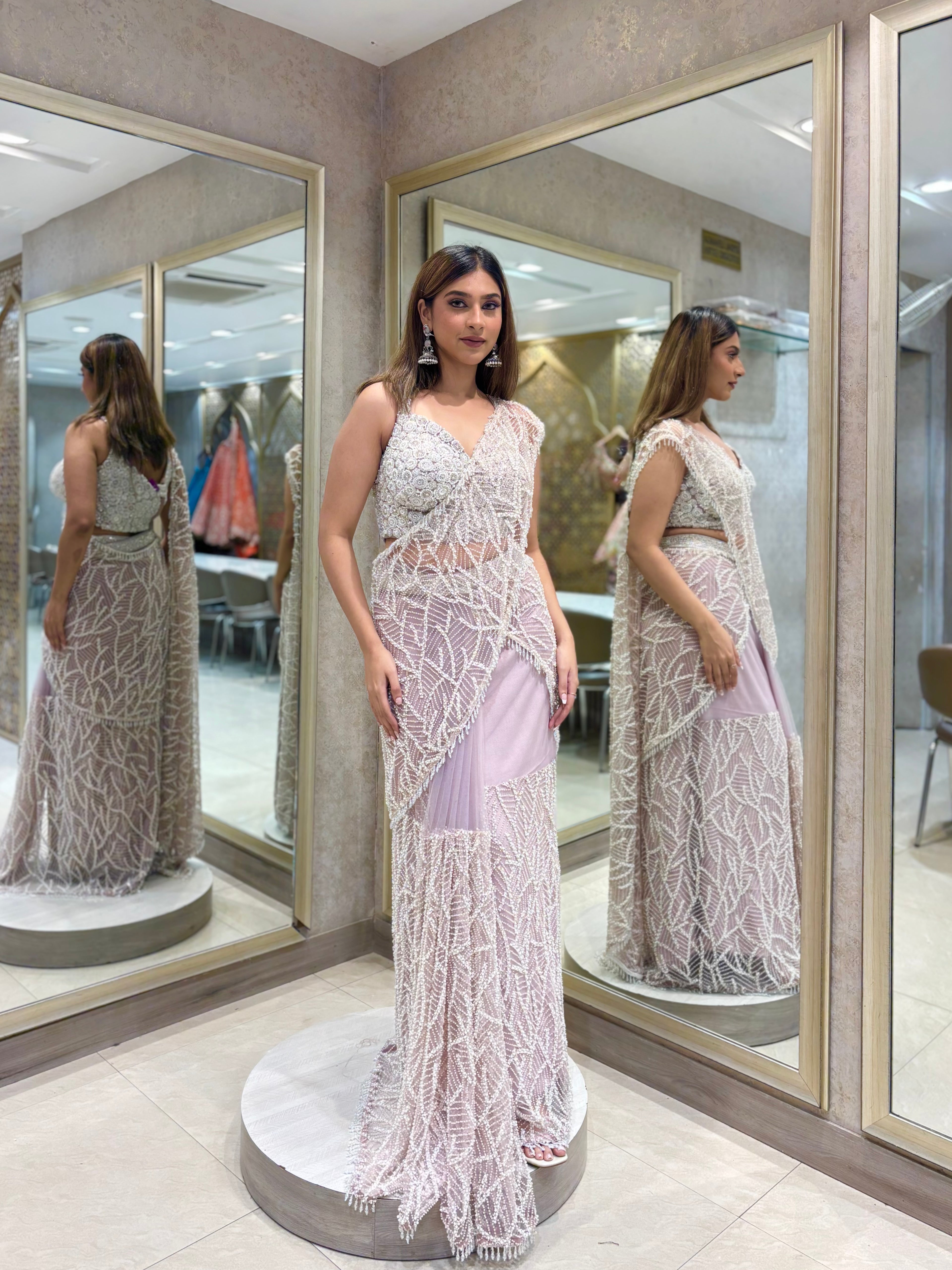 The Lavender Pearl Saree
