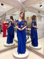Royal Blue Pre-Draped Saree