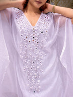 Pastel Lilac Hand-Embellished Kaftan Set