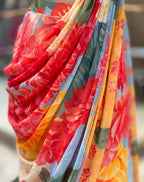 Multicolour Floral Pre Draped Saree