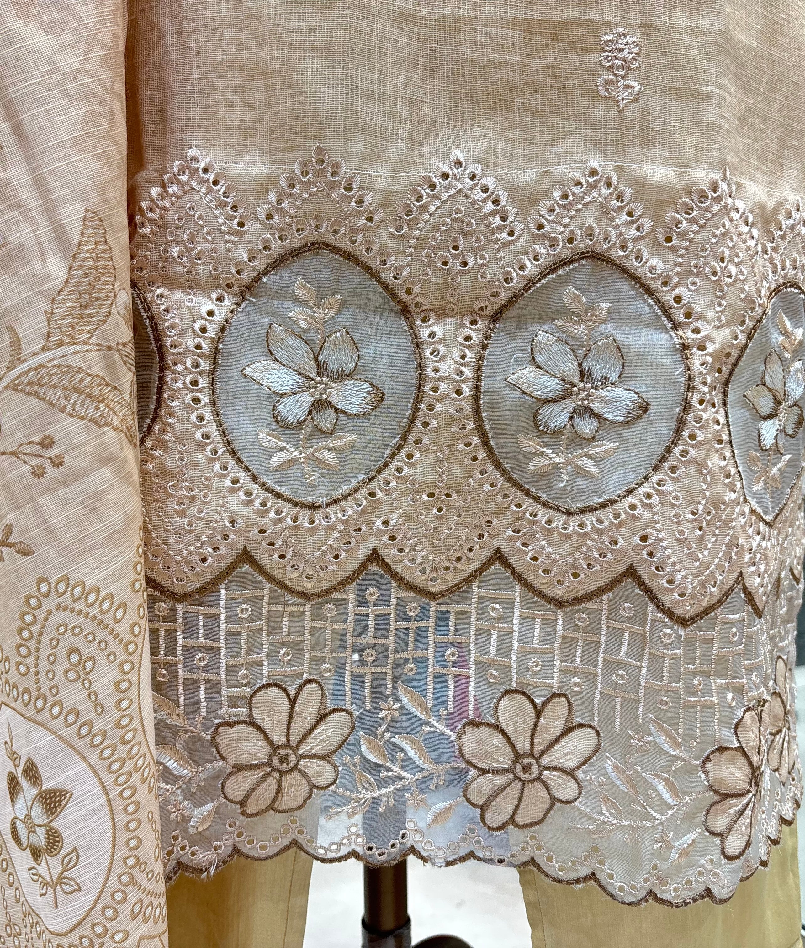 Pastel Peach Floral Cutwork Kurta Set