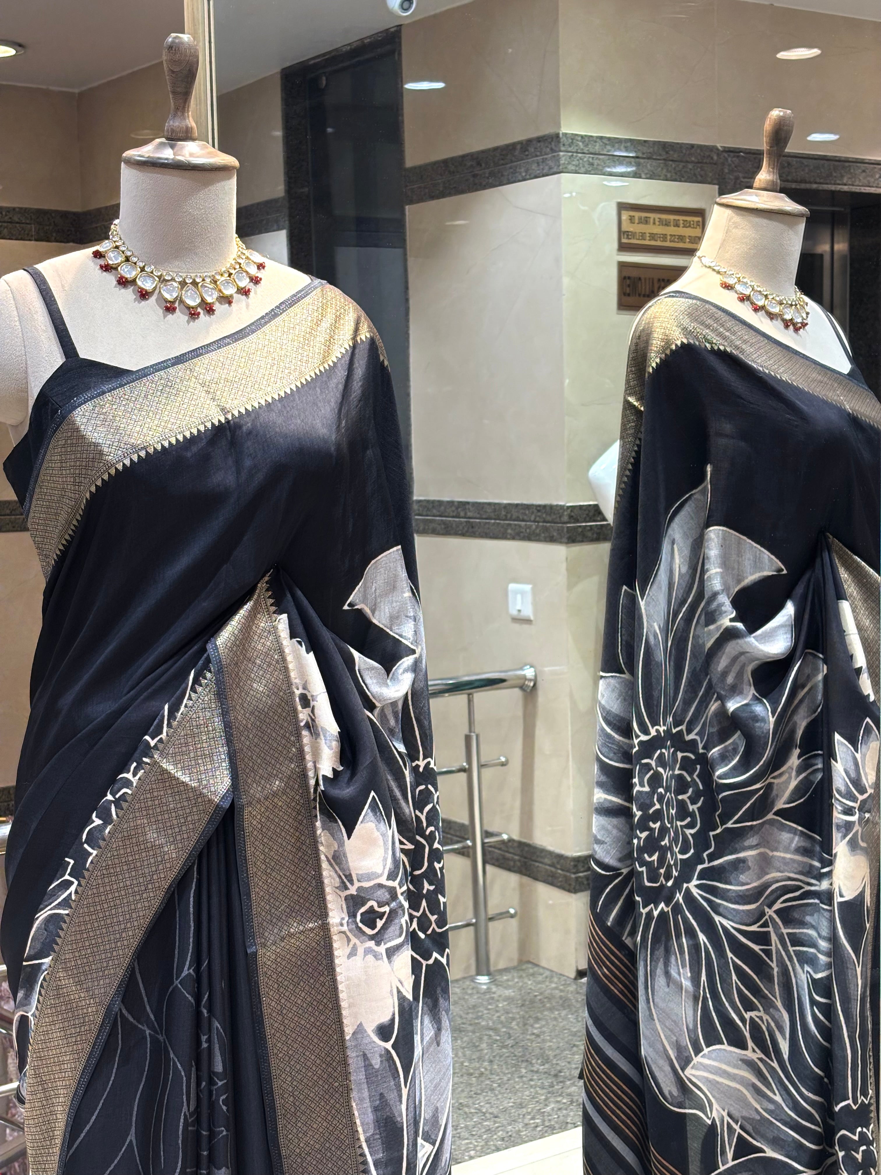 The Midnight Flora Saree