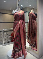 Chevron Print Saree with Zari Borders
