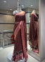 Chevron Print Saree with Zari Borders