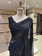 Midnight Elegance Black Saree in Premium Georgette