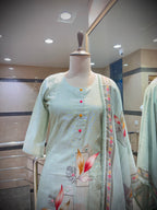 Pastel Sage Botanical Kurta Set