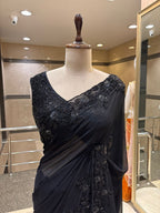 Midnight Elegance Black Saree