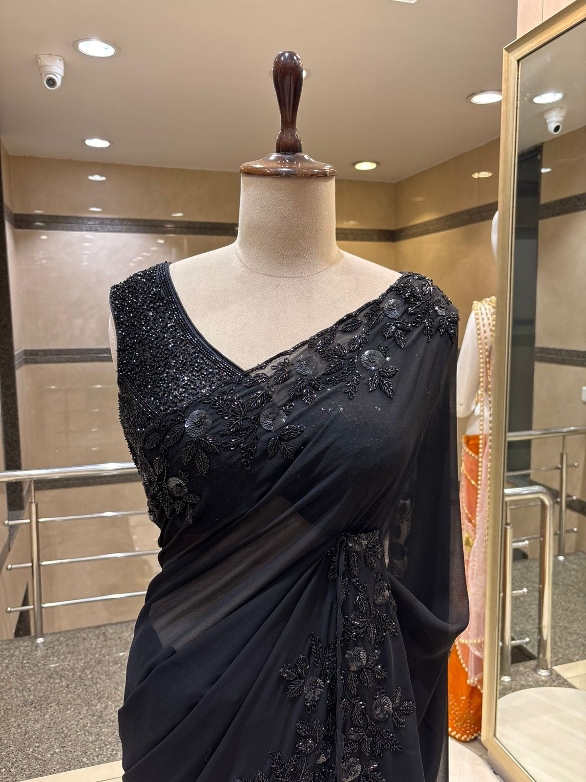 Midnight Elegance Black Saree