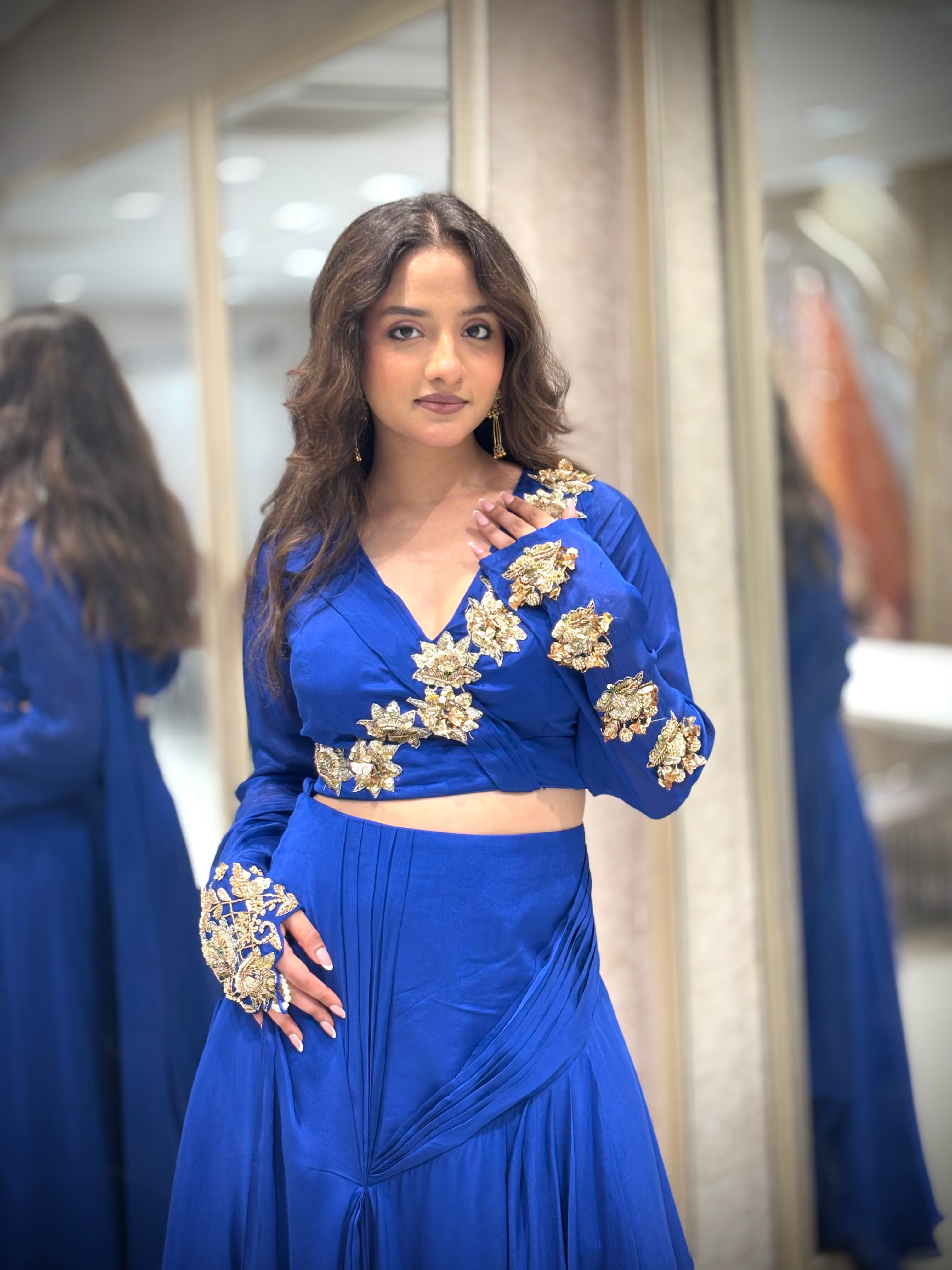 Royal Blue Embellished Indo-Western