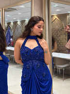 Velora Royal Blue Draped Set