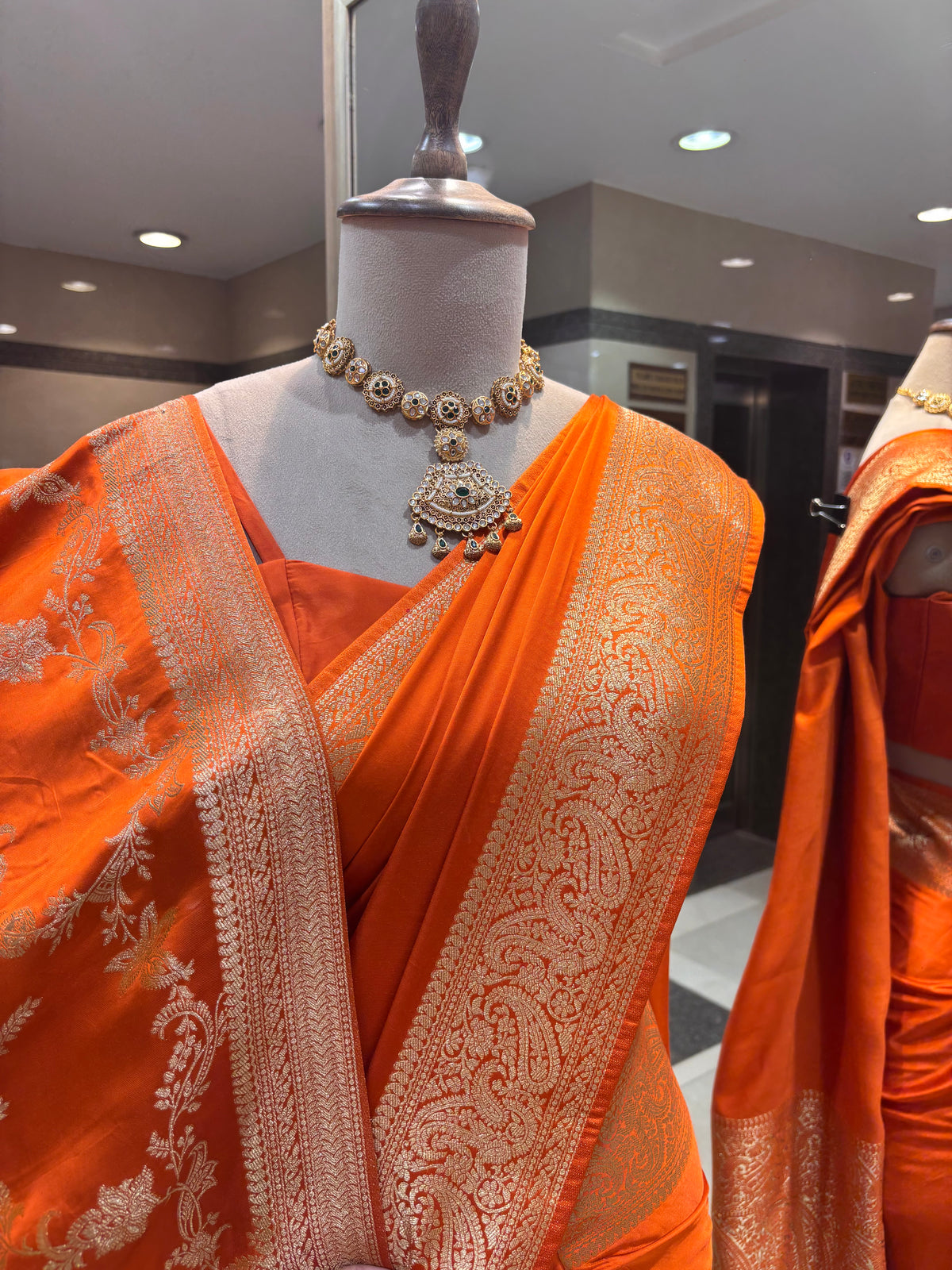 Traditional Orange Saree with Dupatta