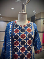 Indigo Geometric Ajrakh Print Kurta Set