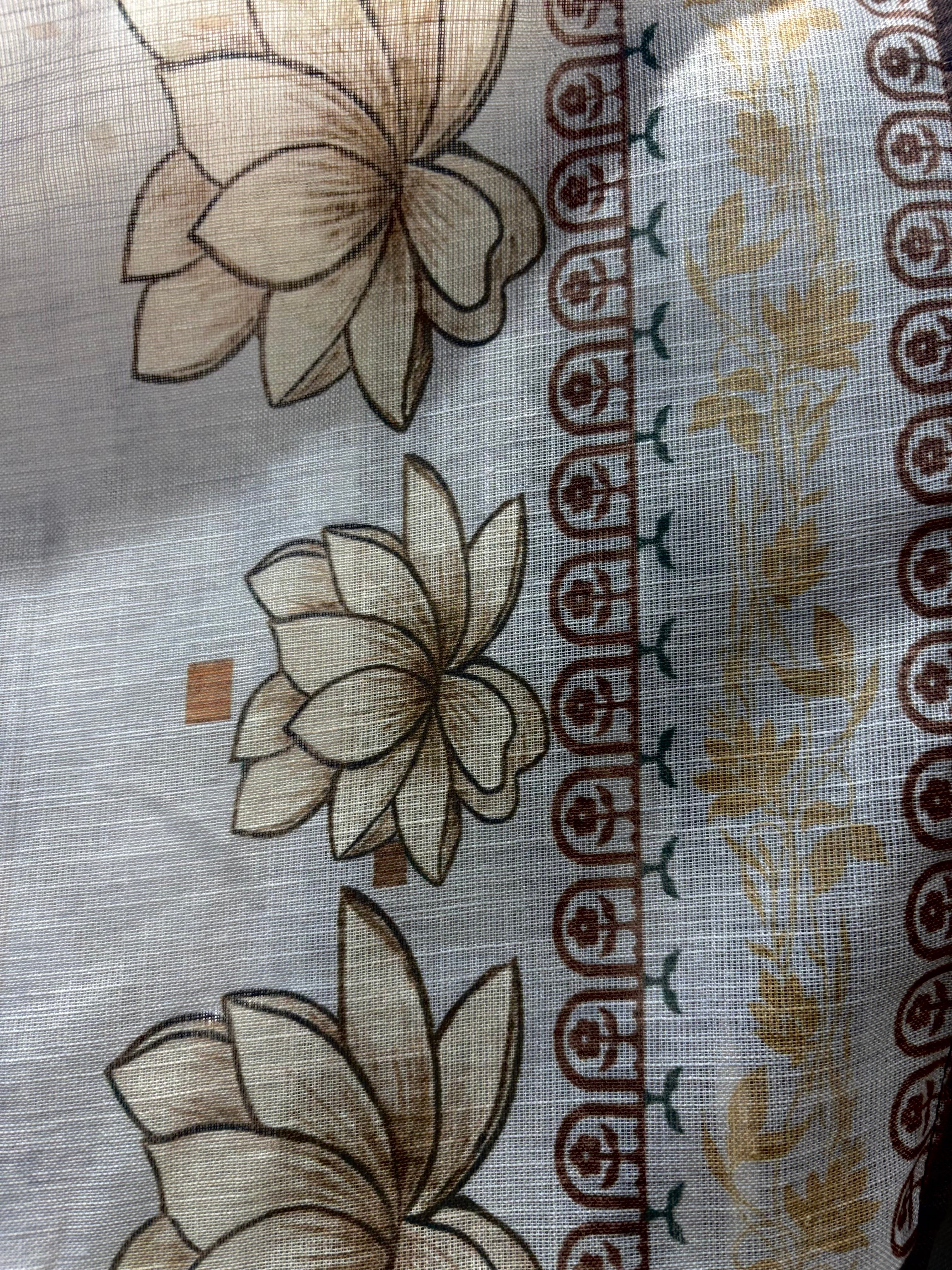 Muted Grey & Ochre Lotus Kurta Set
