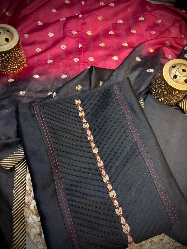 Pintuck Elegance Unstitched Suit Set Hover Image